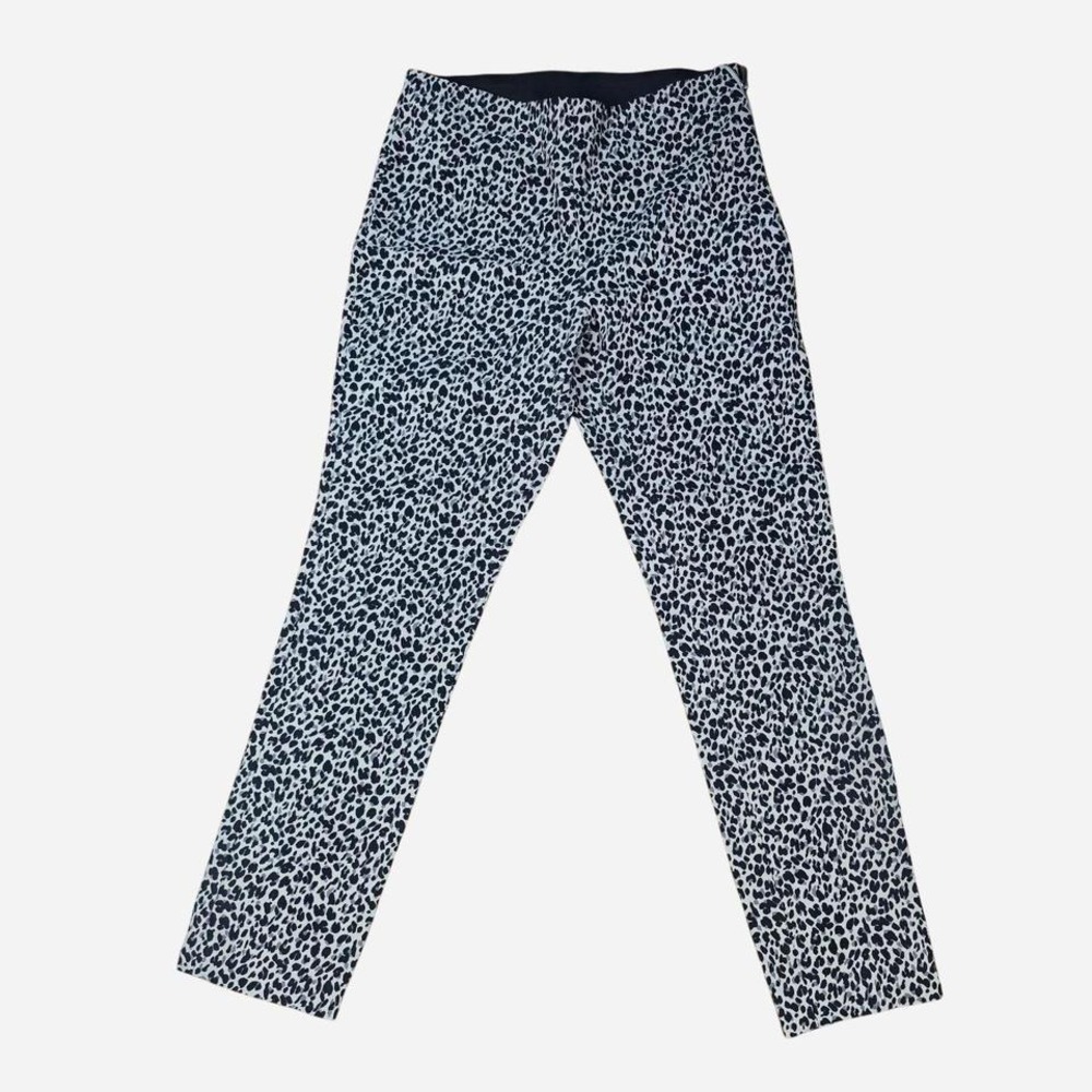 A New Day Women's Leopard Print Skinny Pants Size 4 Black White Stretch Trousers